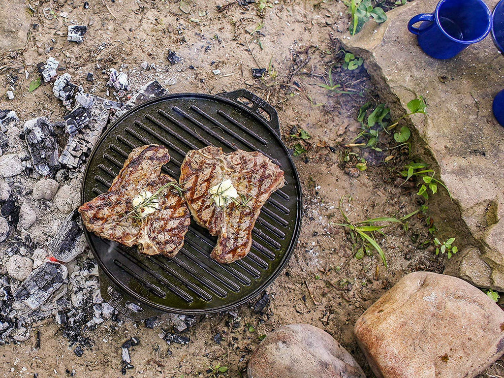 Five-Piece Cast Iron Set with Reversible Grill/Griddle 14 Inch and 6.8 Quart Bottom/Wok E638