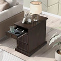 Antique Espresso End Table with USB Ports Drawer and Cup Holders G555681