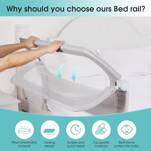 47" Toddler Bed Side Rails for Twin, Full, Queen Bunk Size Bed Swing Down Bedrail R7474
