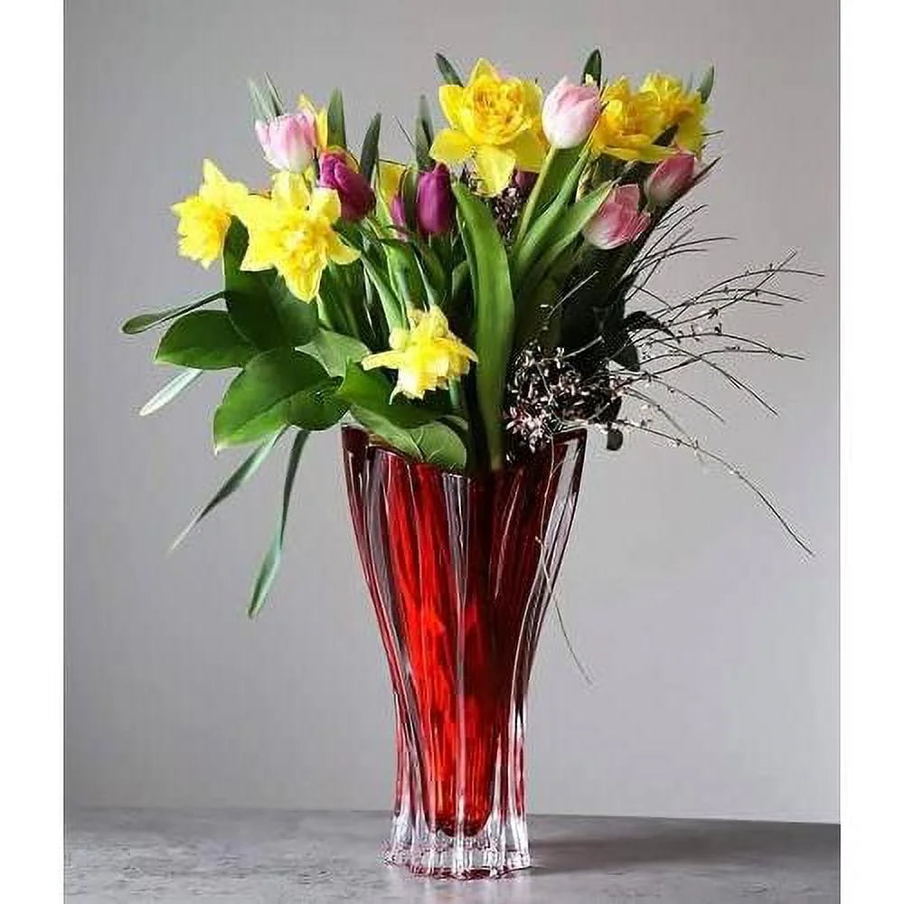 Red 12'' Crystal Glass Vase M159