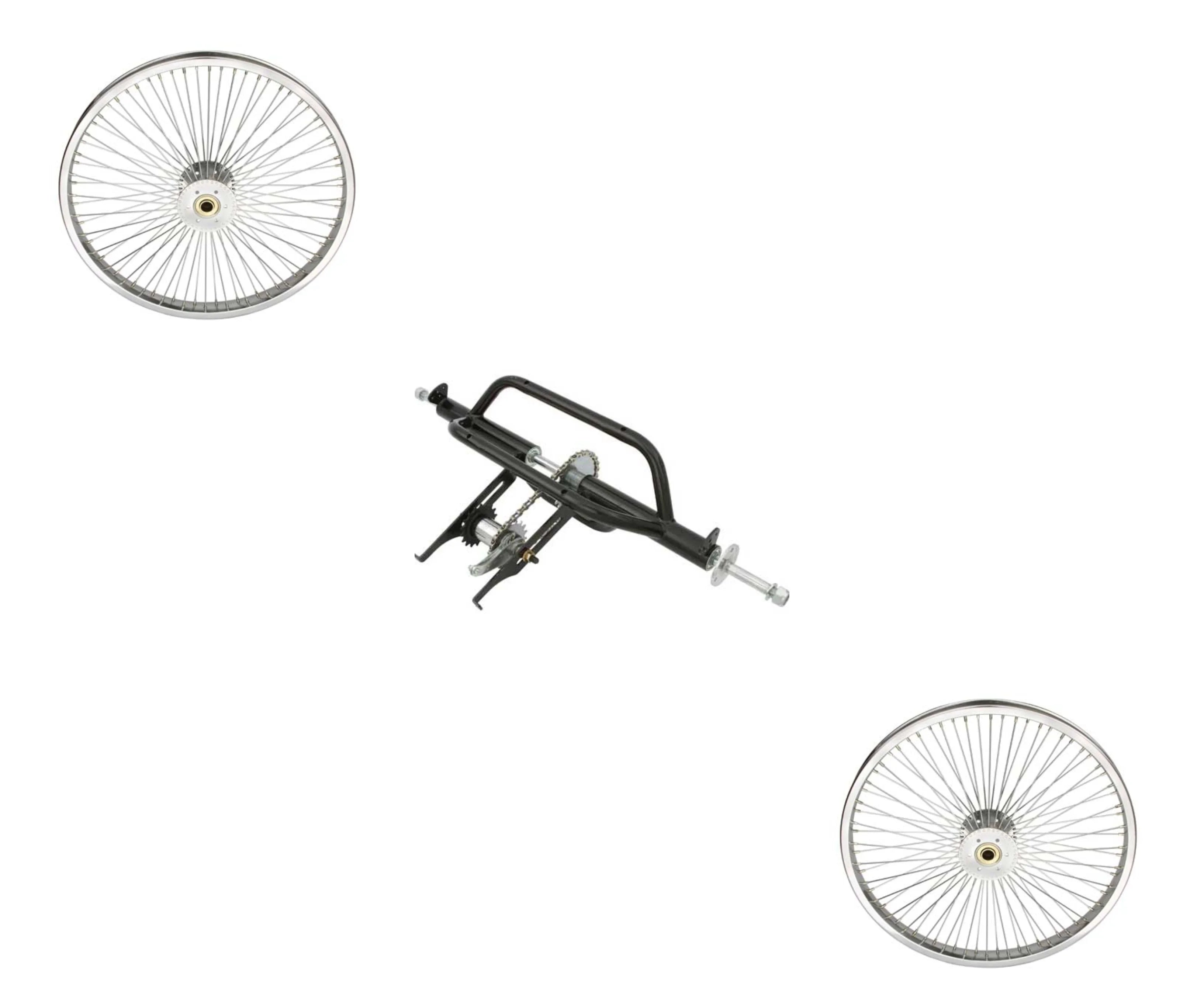 Black 20 inch Trike Conversion Kit with Two Steel Wheel 72 Spoke T499