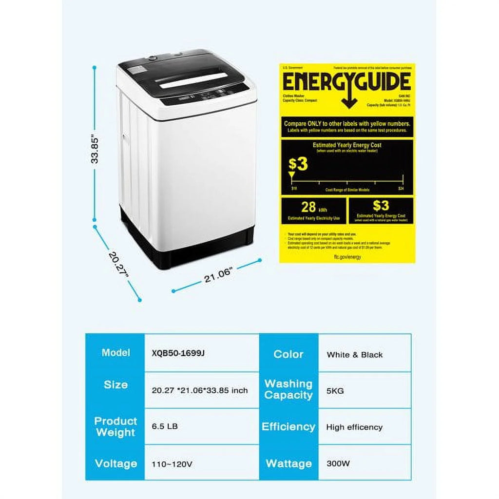 Compact 1.5 Cu.Ft Full Automatic Washer with Drain Pump, White N24585