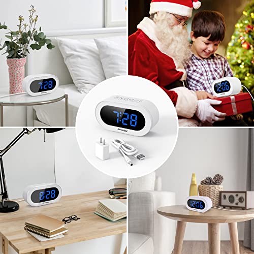 Small LED Digital Alarm Clock with Snooze (White) W720560