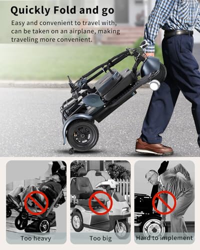 Black 3 Wheel Lightweight Folding Mobility Scooter A531
