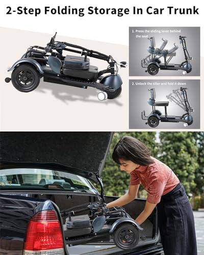 Black 3 Wheel Lightweight Folding Mobility Scooter A531
