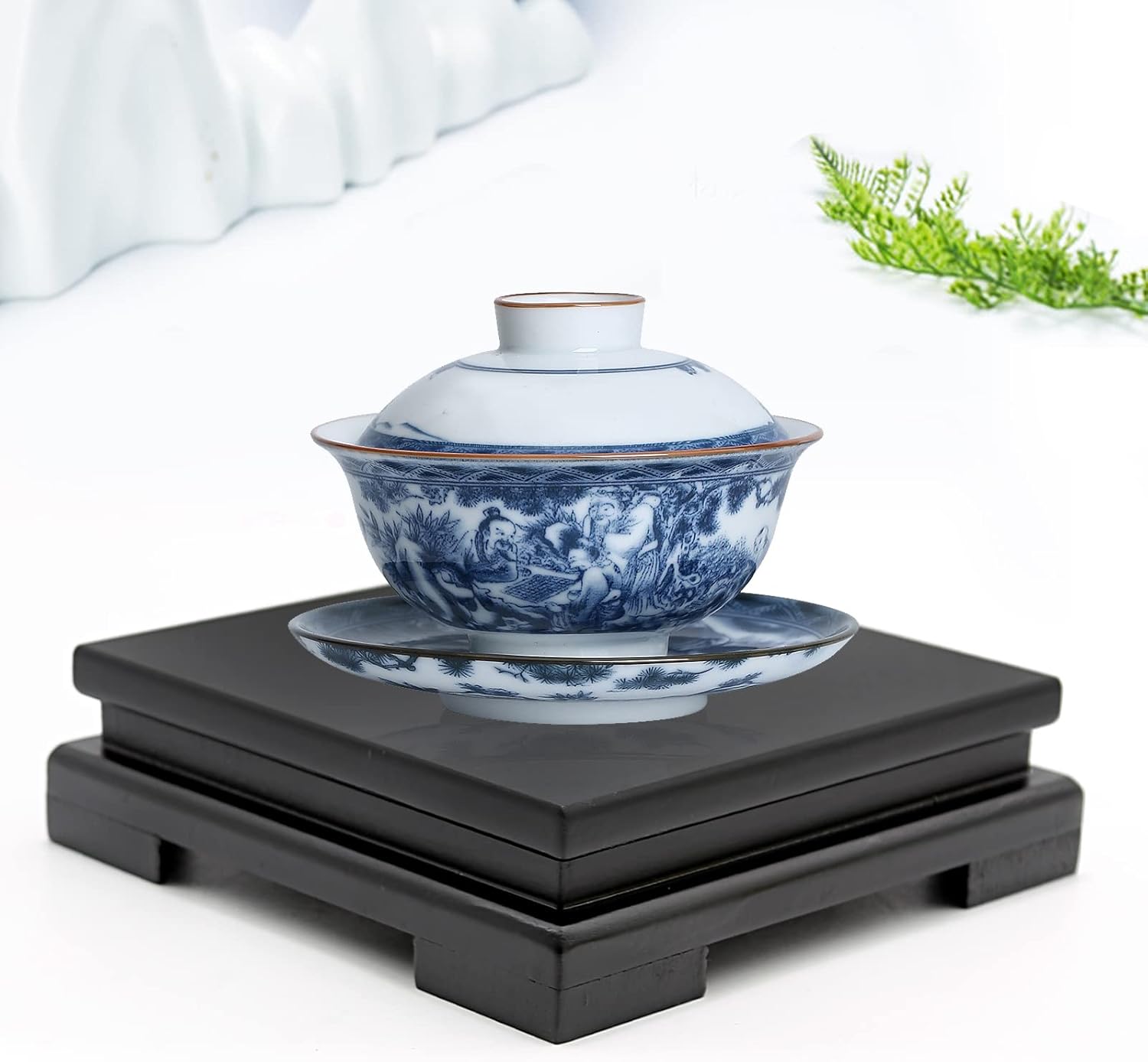 Square Wood Display Stand 6.7" W x 6.7" D x 1.7" H (Black) D2336