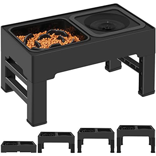 2-in-1 Elevated Slow Feeder Dog Bowls with Non-Skid Silicone Mat U248