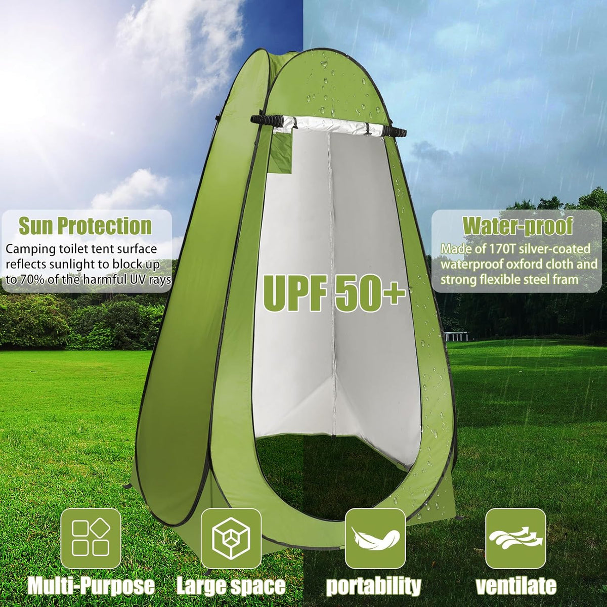 Portable Camping Toilet with Pop up Privacy Tent P31156