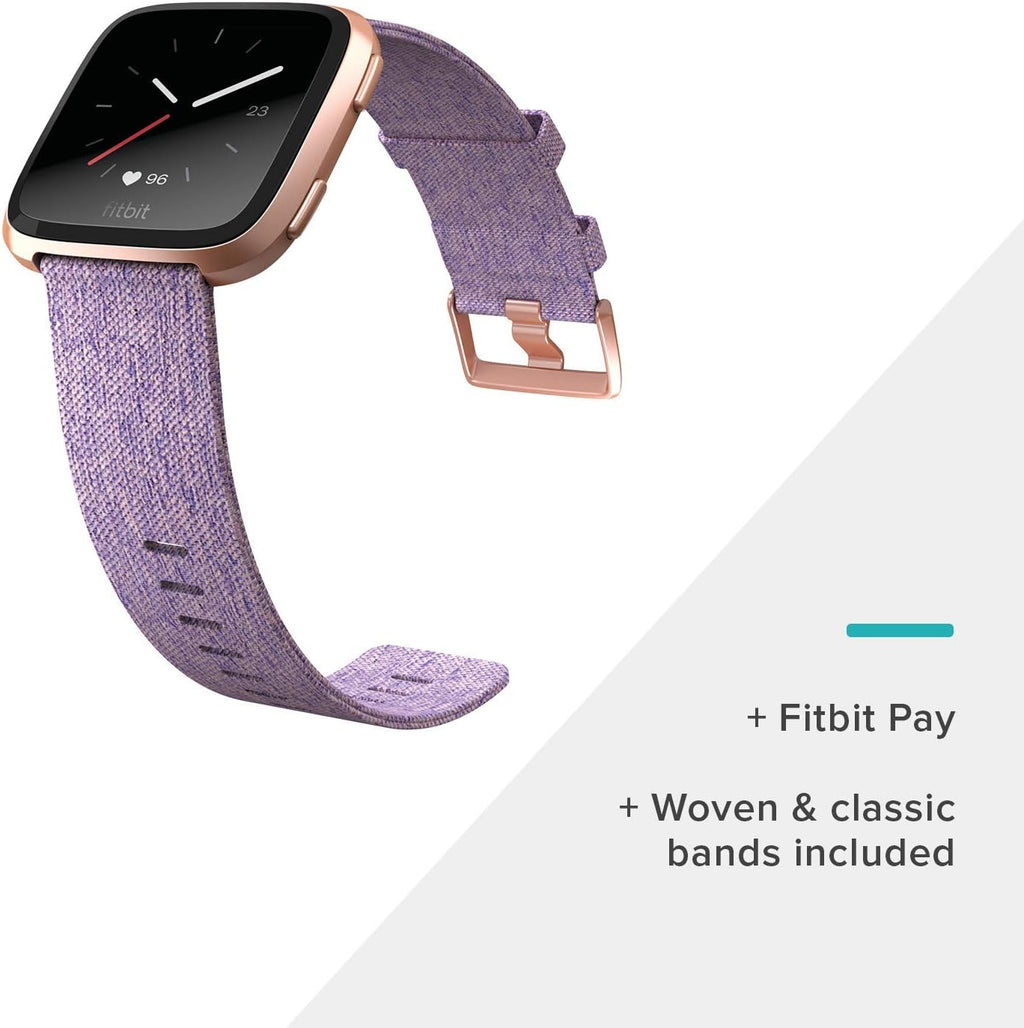 Lavender Rose Gold Smartwatch with Woven Band B1644