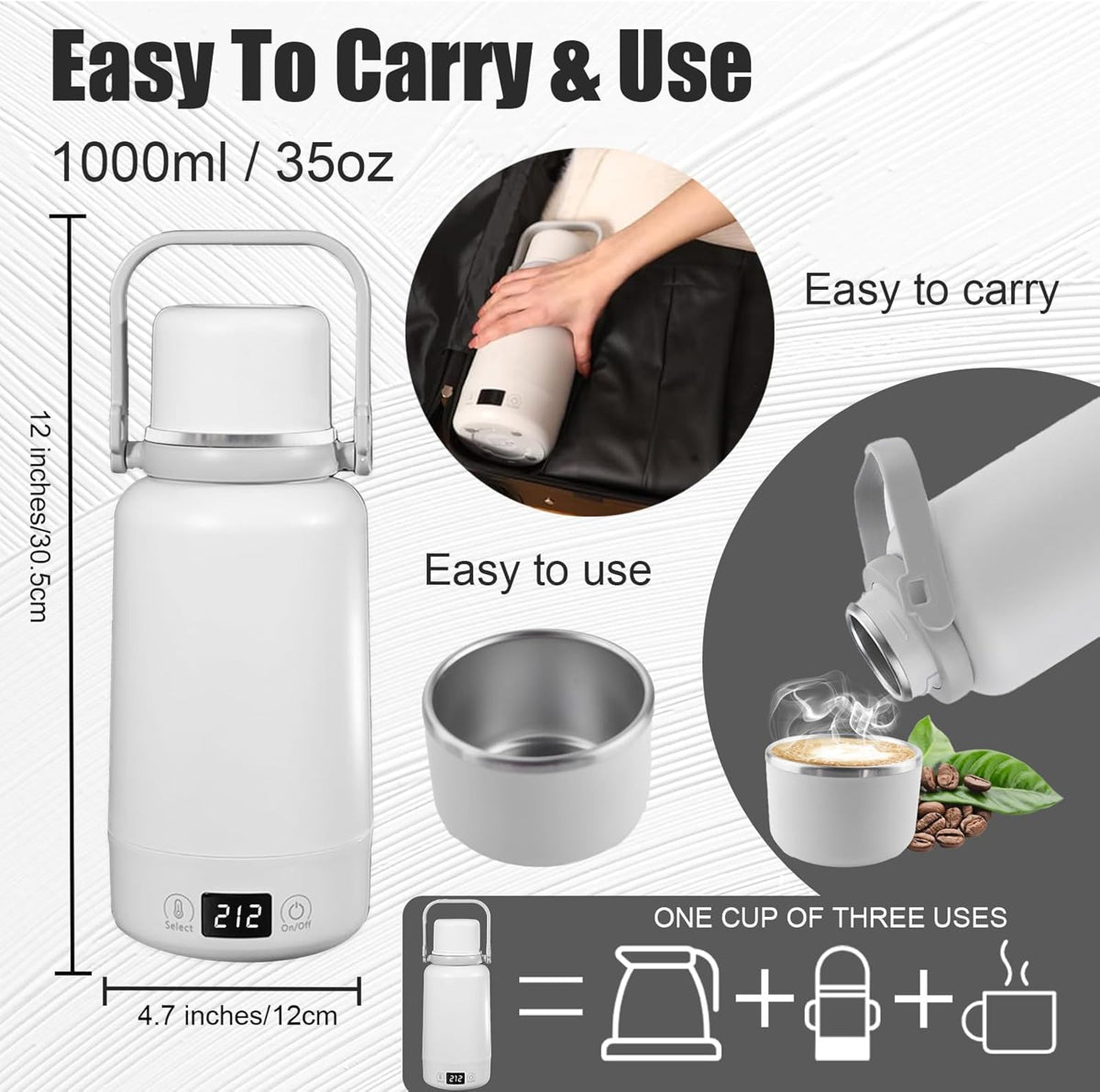 1L Electric Kettle with Temperature Control and LCD Display P3045
