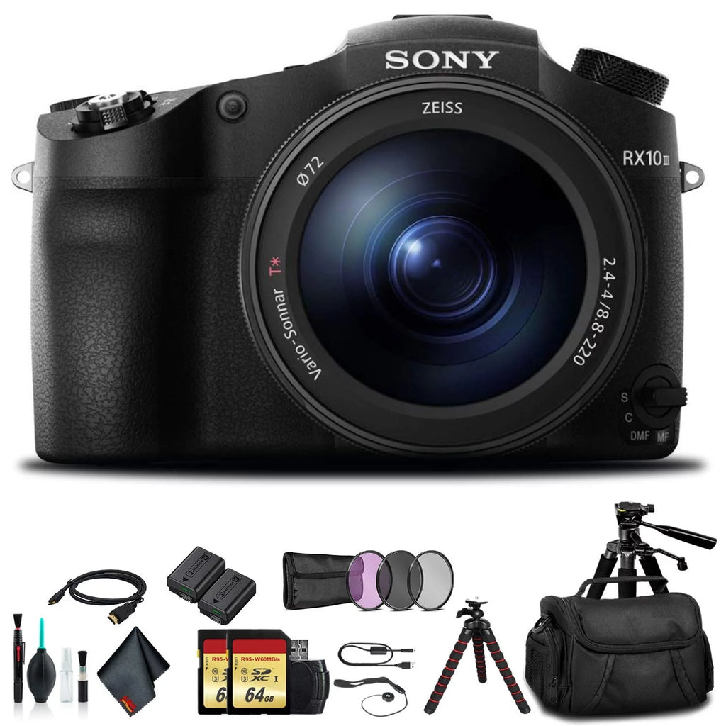 Sony Cyber-Shot Camera with Soft Bag, Tripod, Additional Battery, 64GB Memory Card, Card Reader C43717
