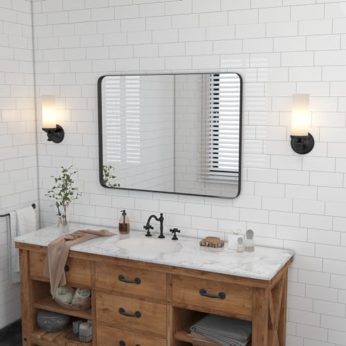 Gold 24 x 36 Inch Metal Framed Rounded Rectangle Vanity Mirror N9829