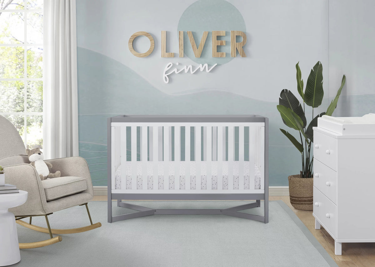 White/Gray 4-in-1 Convertible Crib K41766