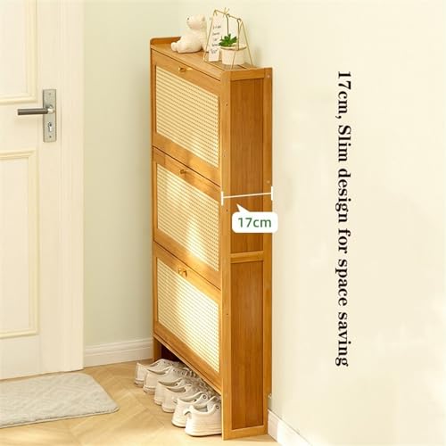 Slim Bamboo Shoe Storage Cabinet with Flip Drawers Z666