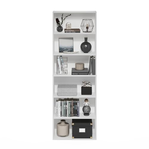 White 6-Tier Open Storage Bookcase W168
