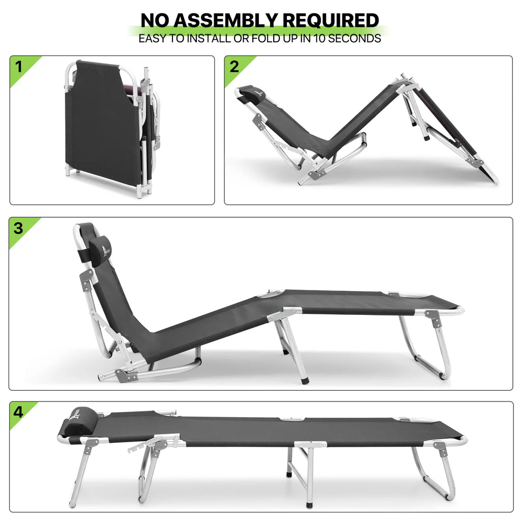 Black Portable Folding Camping Cot with Carry Bag P324