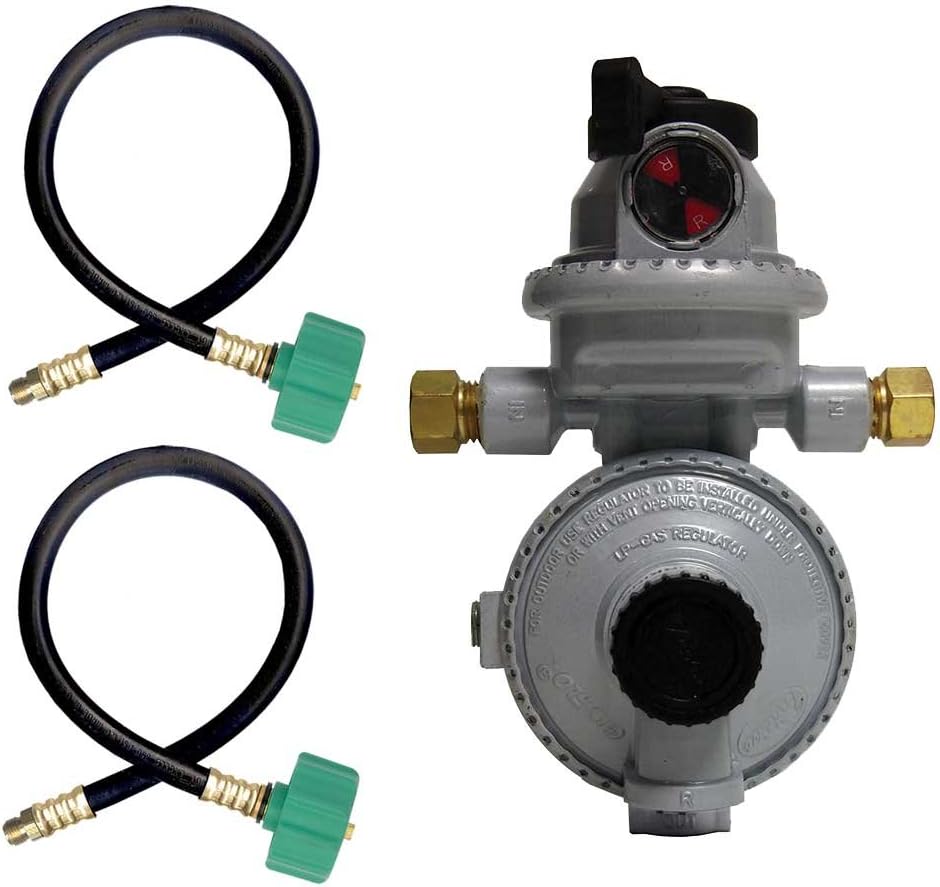 RV Camper LP Propane 2 Stage Automatic Regulator with 2 x 15 QCC Acme Pigtails P853642