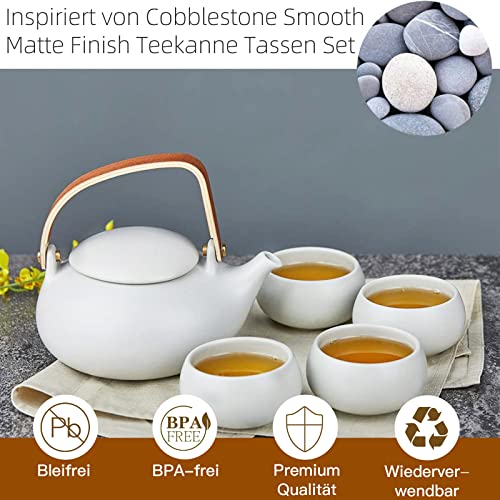 27 oz Ceramic Japanese Teapot with Fine Stainers and 4 Cups I1804