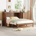 Queen Size Walnut Cabinet Murphy Bed with Drawer V4040