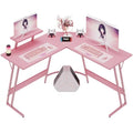 Pink 47 Inch L Shaped Computer Desk with Carbon Fiber Surface P785832