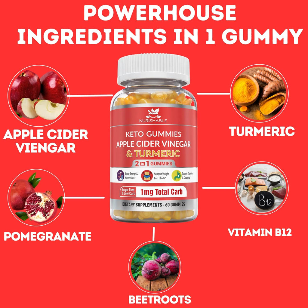 ACV Keto Gummies with Apple Cider Vinegar and Turmeric - 60 Gummies X30597