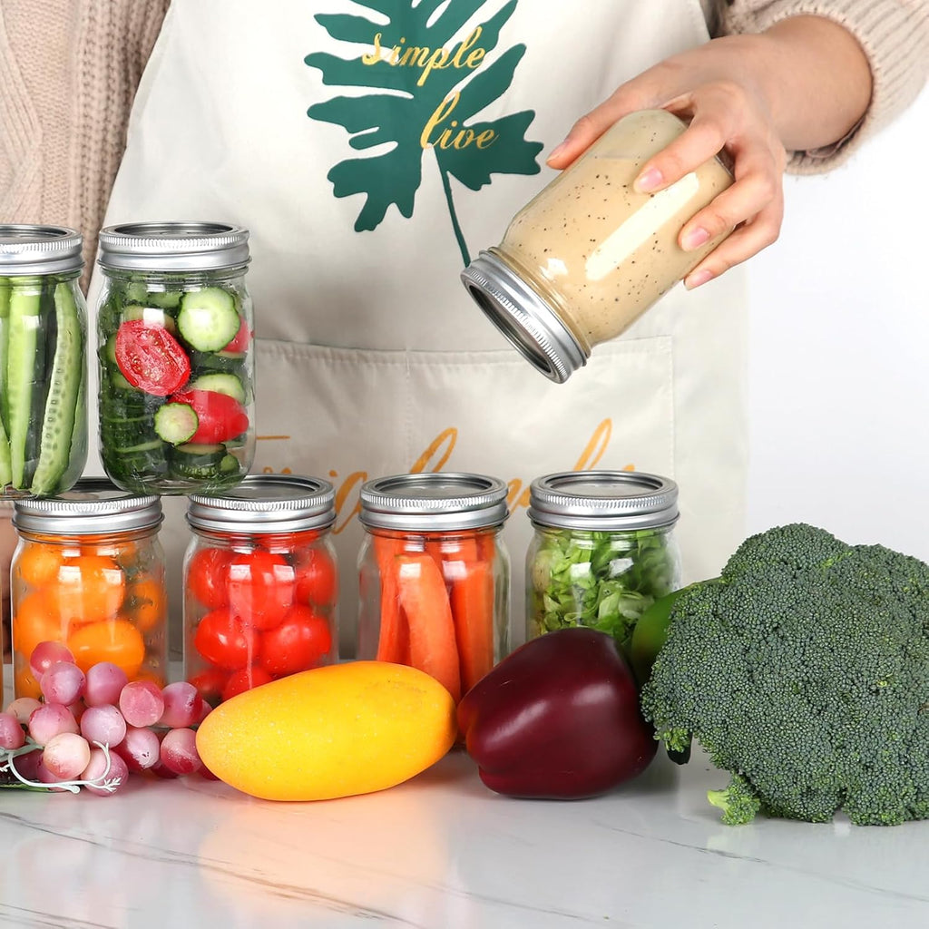 12 oz Clear Glass Mason Jar with Airtight Lid, 8 Pack P68784