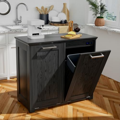 White 10-Gallon Wooden Tilt Out Trash Cabinet X5247