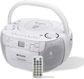 White Portable CD and Cassette Player Boombox with AM FM Radio H2971
