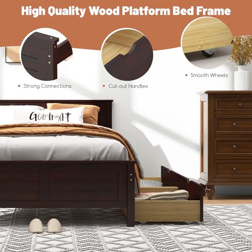 White Twin Size Bed Frame with 2 Drawers L7274