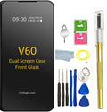 Black Front Glass Replacement with Pre-Installed Tape Parts Back Glass for LG V60 ThinQ Dual Screen Z34938