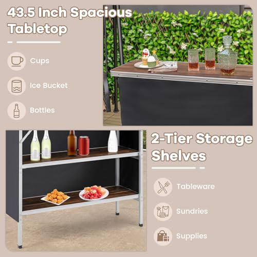 Brown Portable Bar Table with Carrying Bag X646