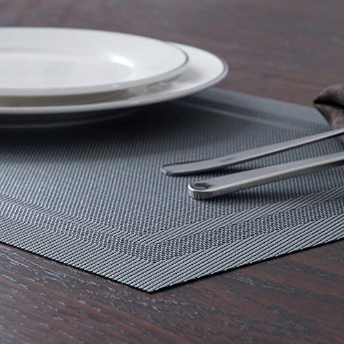 Set of 4 Grey Woven Vinyl Placemats O59855