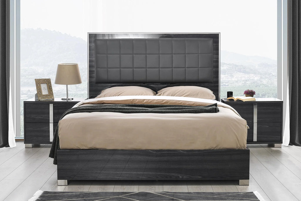 Gloss Grey Queen Bed with LED Light Y4193