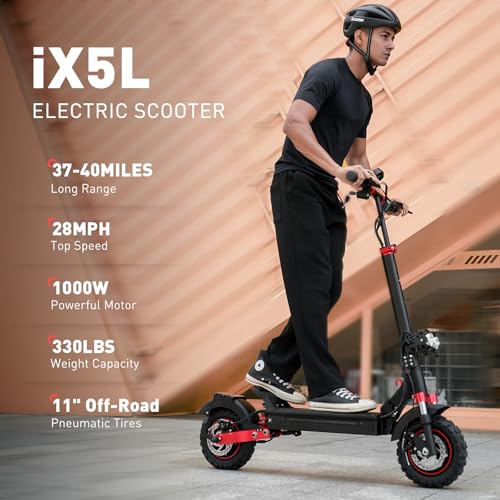 Electric Scooter with 28/38 MPH Top Speed, 40/50 Miles Range, 10/11" Offroad Pneumatic Tires, Foldable E7682