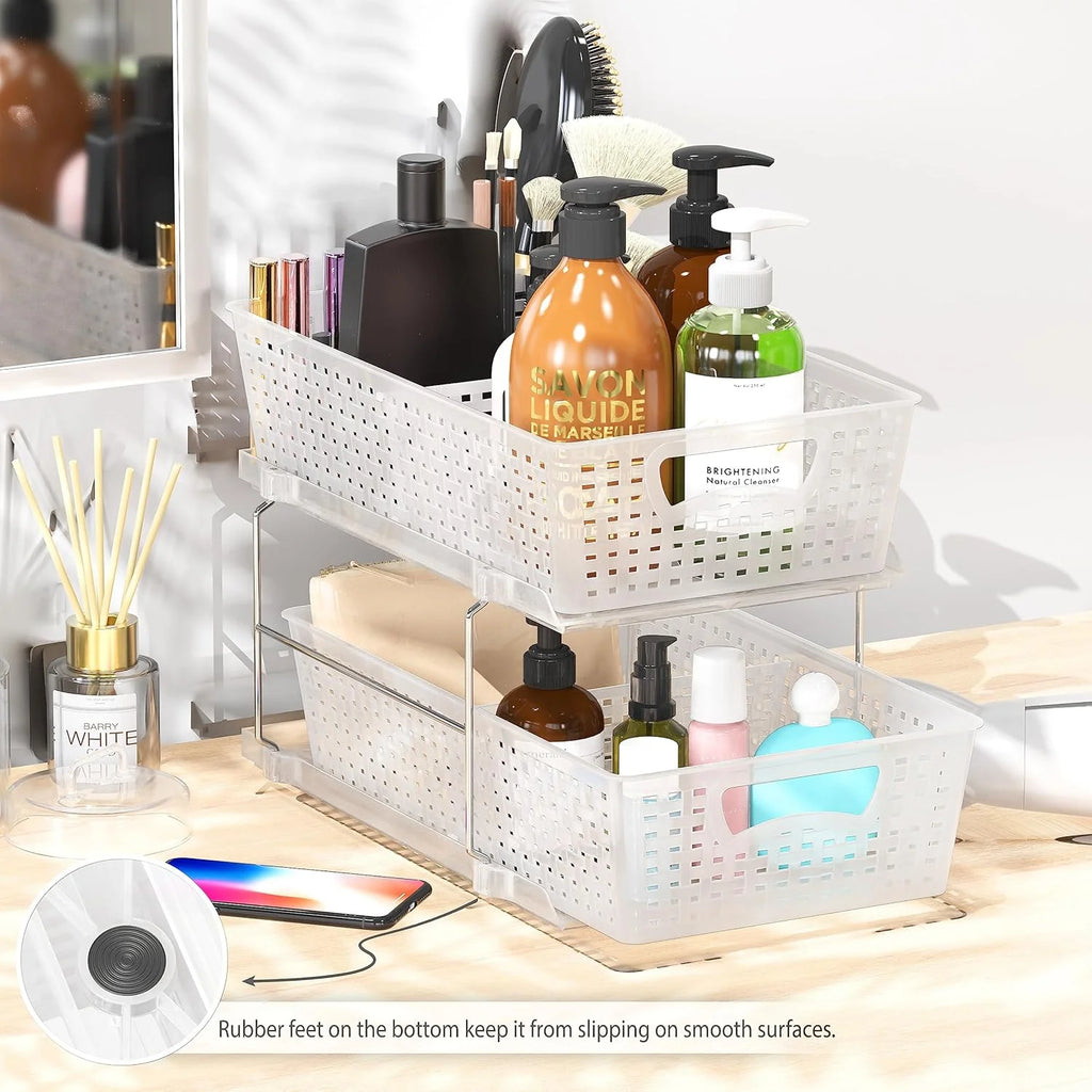 2 Tier Pull-Out Sliding Drawer Under-Sink Storage Organizer Tray O2684
