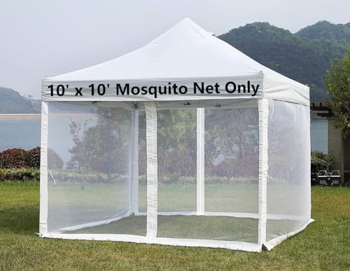 Black 4-Panel Mosquito Net for Gazebo Canopy 10' x 10' with Double Door D894