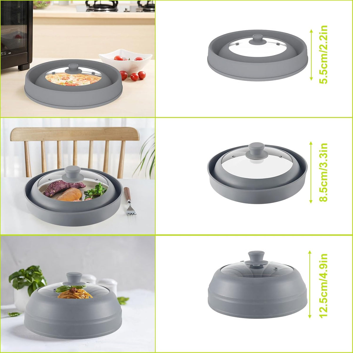 10.5 inch Microwave Plate Cover with Collapsible Silicone and Glass D566874