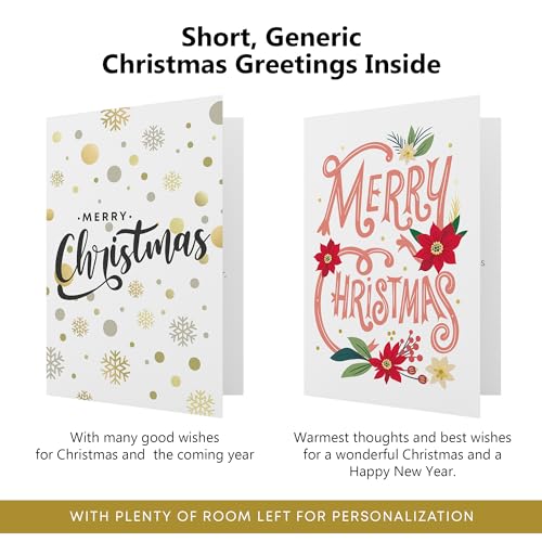 30 Unique Christmas Cards with Envelopes 4x6 and Gold Sealing Stickers Boxed Greeting Cards Set U523867