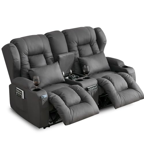 65" Manual Reclining Loveseat Sofa with Console and Cup Holders X300