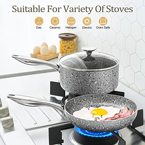 12 Inch Nonstick Stone Frying Pan with Lid L886332
