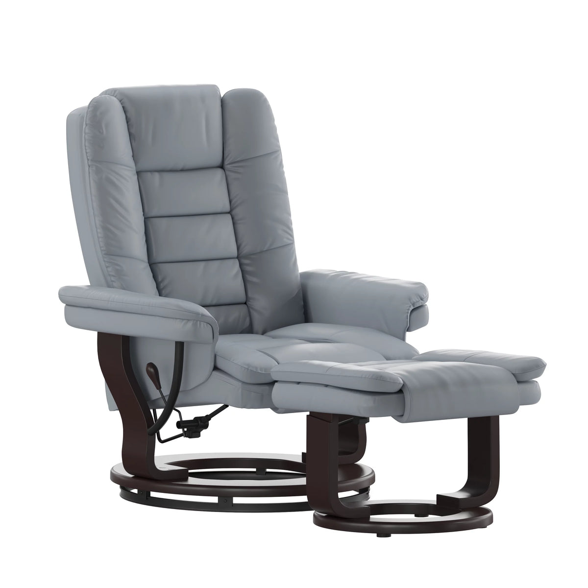 Gray Faux Leather Recliner with Ottoman K86590