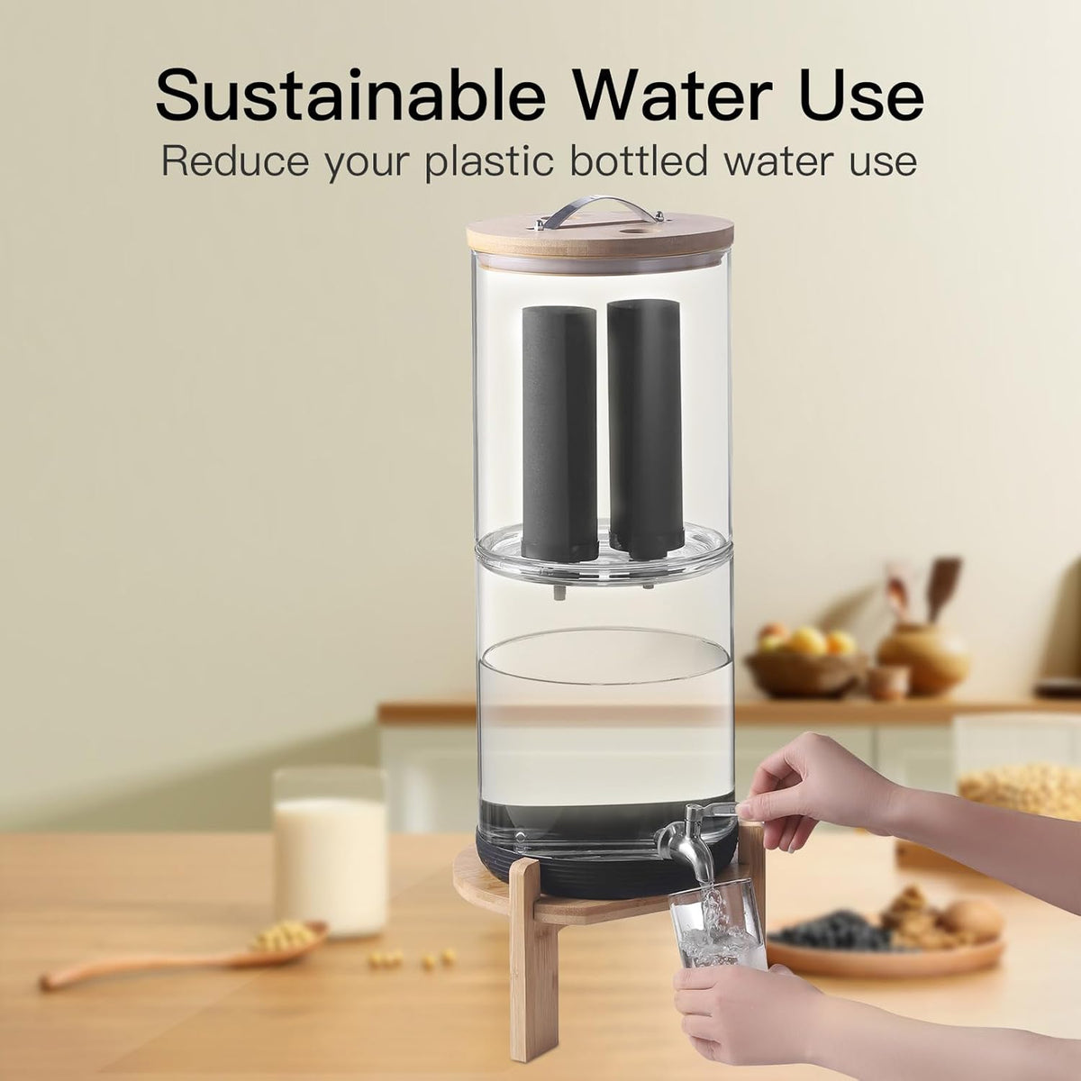2.25 Gallon Gravity Fed Black Carbon Water Filter with 2 Stand E204581