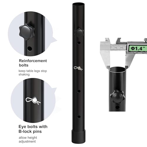 4 Pack Adjustable Metal Table Leg Extenders for Folding Tables, 3.6"/5.23"(7.8in) U2707