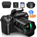 4K 64MP WiFi Touch Screen Digital Camera with Flash, 32GB SD Card, Lens Hood, 3000mAH Battery - Black C8337