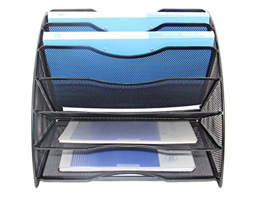Black Mesh 6 Slots Desktop File Organizer L84926