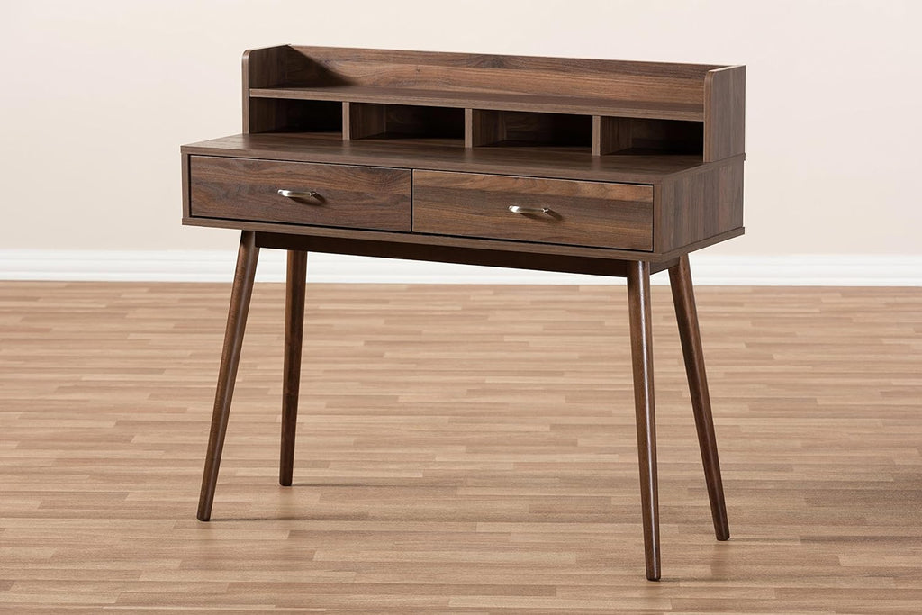 Walnut Brown 2-Drawer Desk L498
