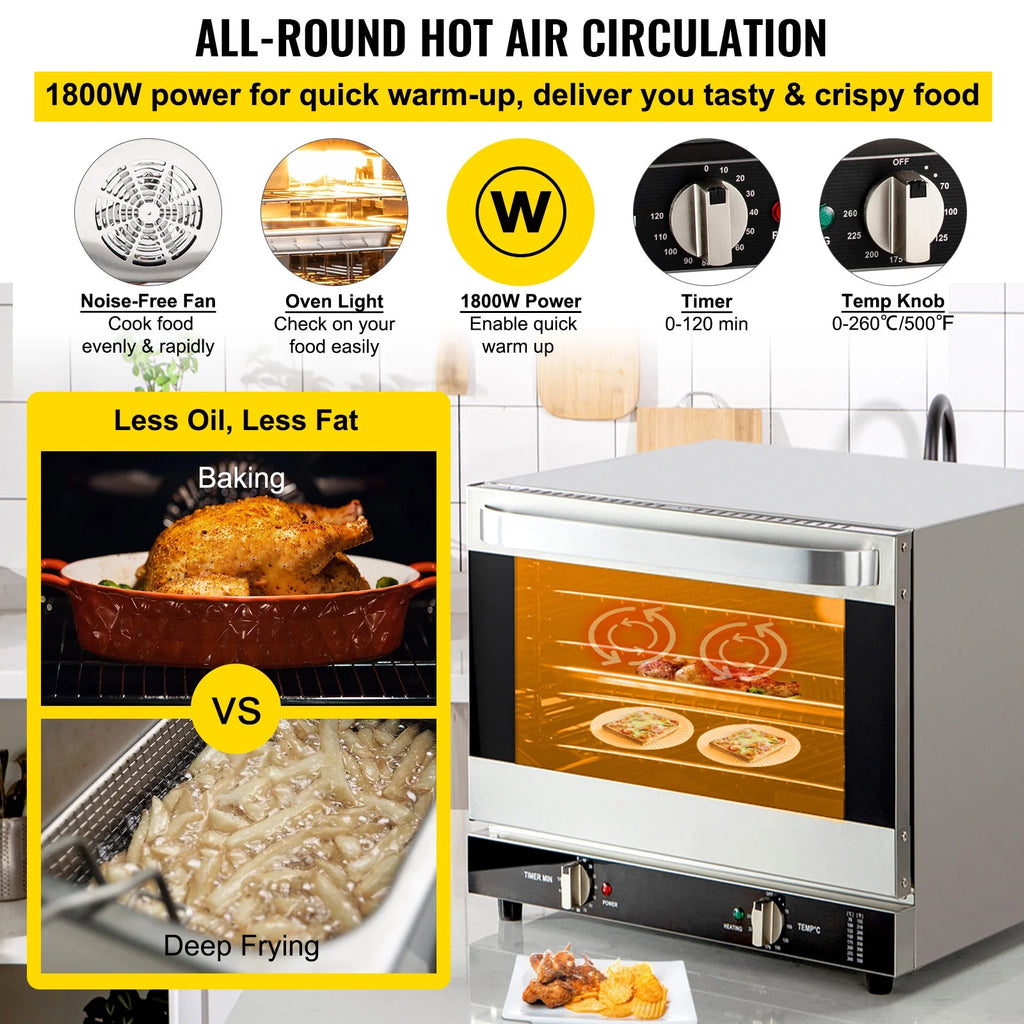 Commercial Convection Oven, 66L, 1800W, 4-Tier Y606