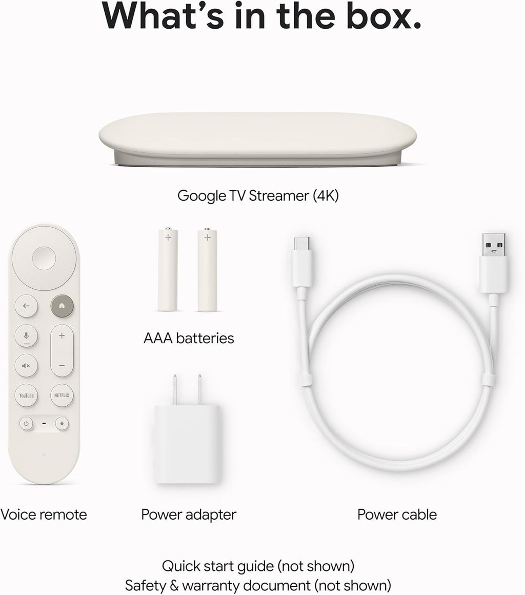 Porcelain 4K Google TV Streamer with Voice Search Remote Y274