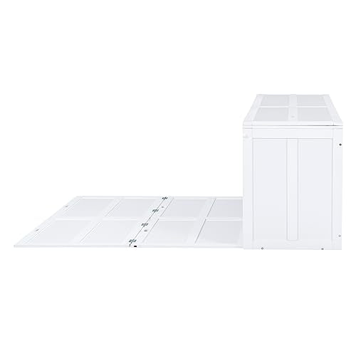 Gray Queen Wood Murphy Bed with Storage Drawer U347902
