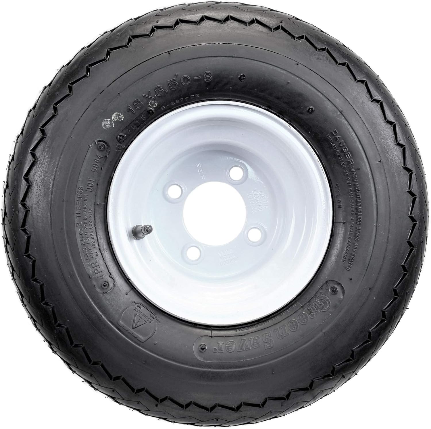 18 X 8.5 X 8 White 4 Lug Hole Golf Cart Tires & Rims C72697